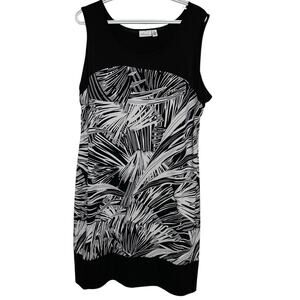 Kim Rogers Women's Black White Printed Sleeveless‎ Dress Size XL